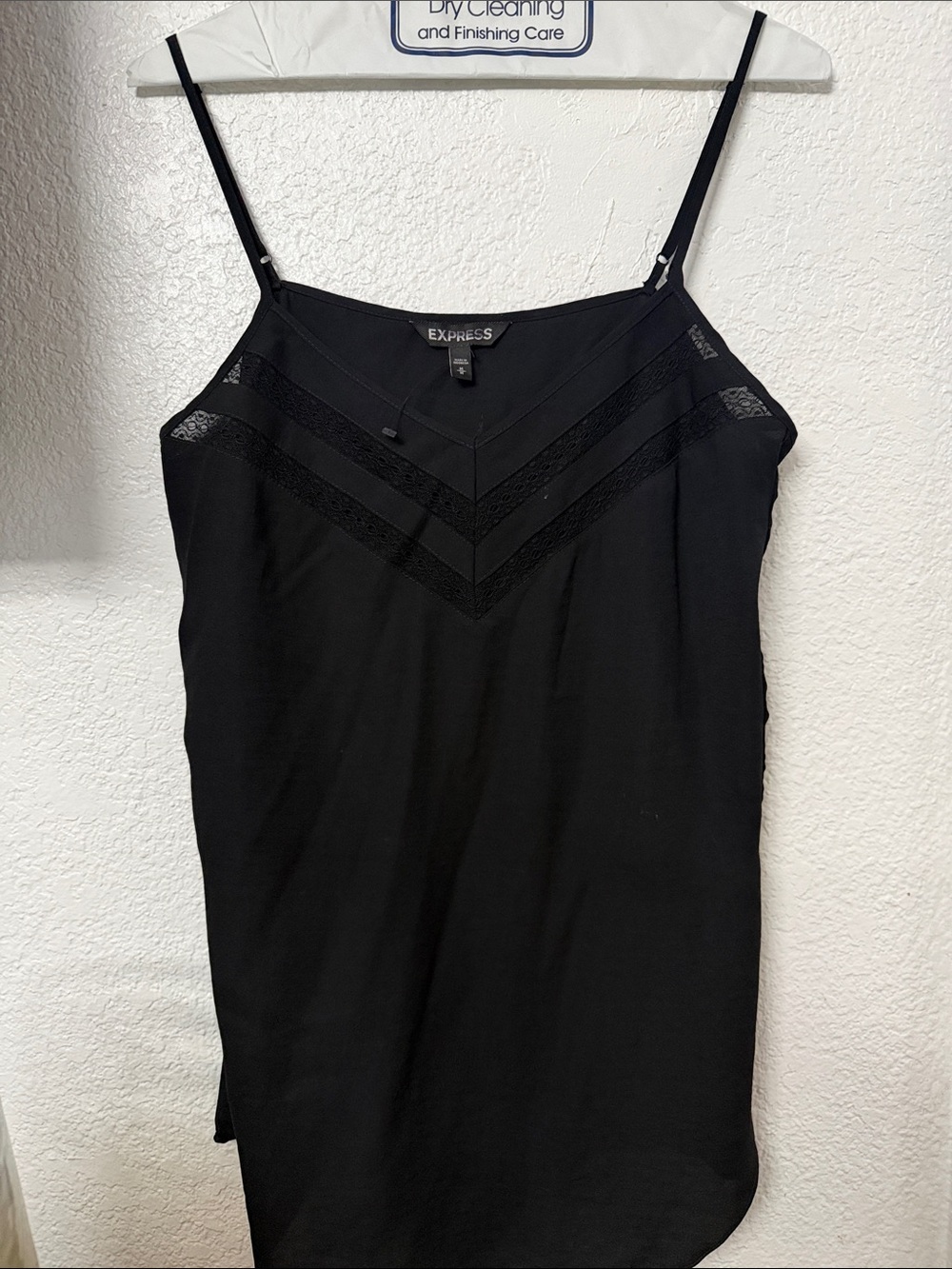 Express Black Lace-Trim Spaghetti Strap Cami